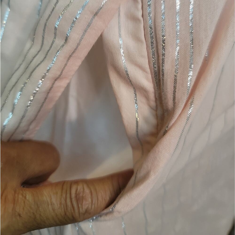 NWT PEYTON & PARKER Pink Silver Stripe English Country Garden Midi Dress Sz: S - Picture 12 of 16